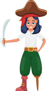 Pirate little girl clipart design illustration png