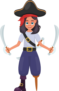 Pirate little girl clipart design illustration png
