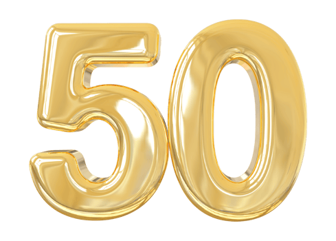 Number 50 gold 3d png