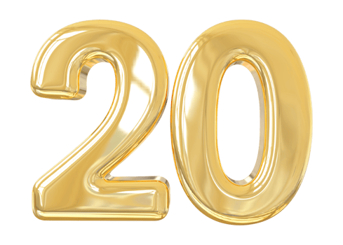 Number 20 Gold 3d png