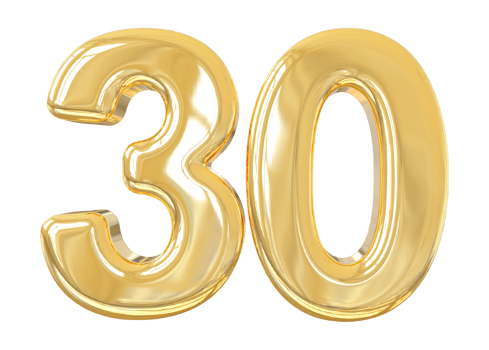 Number 30 gold 3d png