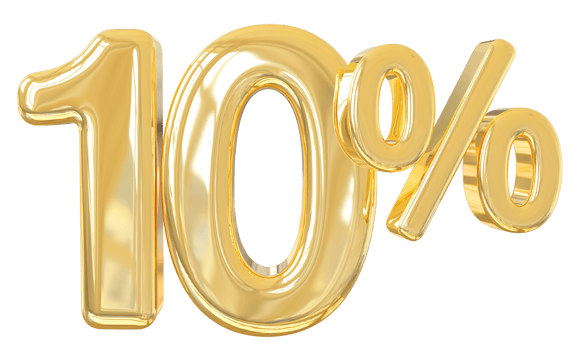 Number 10 percent gold 3D png