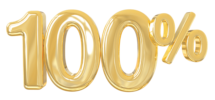 Number 100 percent gold 3D png