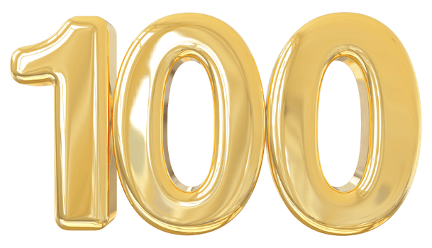 Number 100 gold 3d png