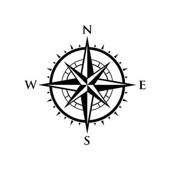 Compass. Compass icon. Compass icon vector isolated on white background. Modern compass logo design, Compass icon simple sign
