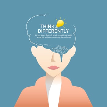 Women think differently design, Digital marketing illustration. vector