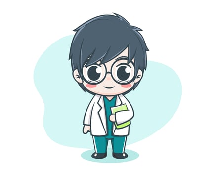 Cute male doctor cartoon illustration vector