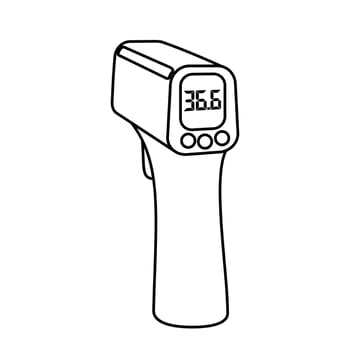 Contactless Infrared Thermometer icon in flat style isolated on white background shows the heat temperature. Vector illustration.