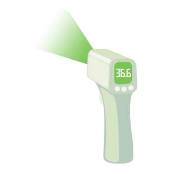 Contactless Infrared Thermometer icon in flat style isolated on white background shows the normal temperature. Vector illustration.