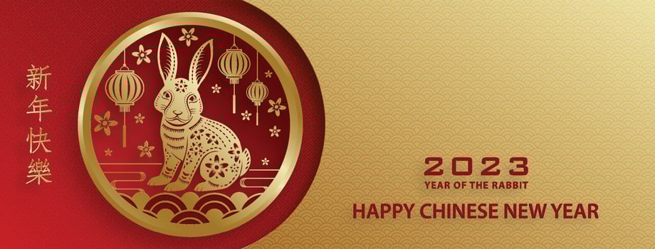 Happy Chinese New Year 2023 Rabbit Zodiac sign for the year of the Rabbit vector