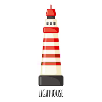 Lighthouse icon in flat style isolated on white background. Vector illustration.