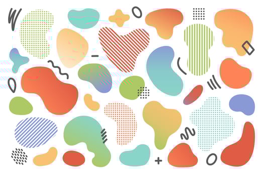 Geometric elements set with different abstract amoeba objects, vector illustration