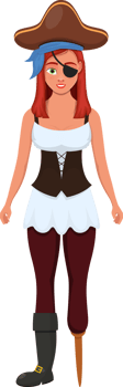 Pirate woman clipart design illustration png