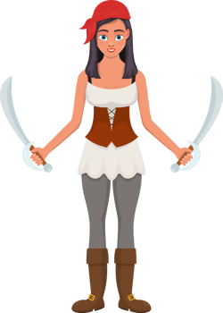 Pirate woman clipart design illustration png