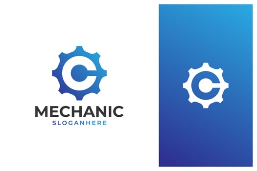 modern letter c gear logo design vector
