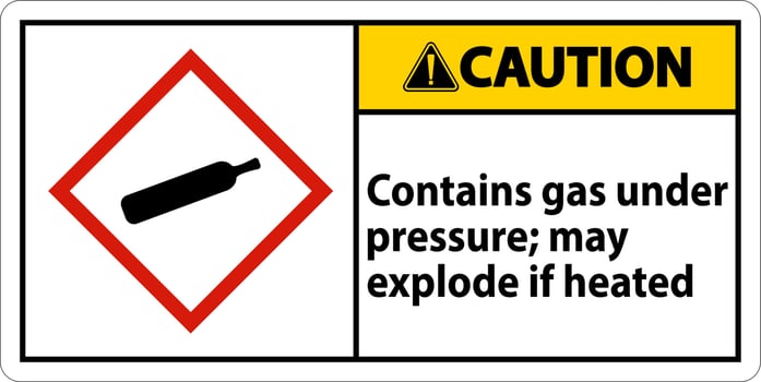 Caution Contains Gas Under Pressure GHS Sign On White Background vector
