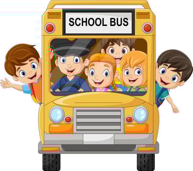 Happy children on school bus vector