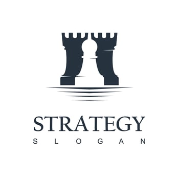 Business Strategy Logo With Chess Icon Illustration vector