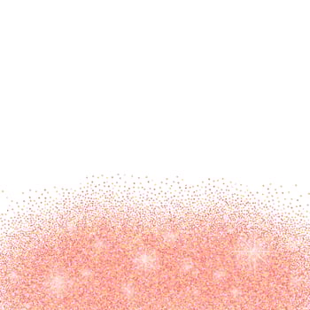 White background with rose gold glitter sparkles or confetti and space for text. vector