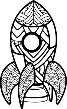 Cute and funny coloring page of a rocket vector