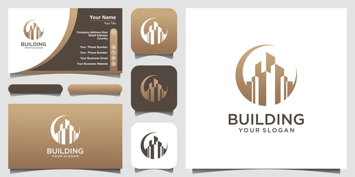 business building construction logo design Inspiration. logo design, icon and business card vector
