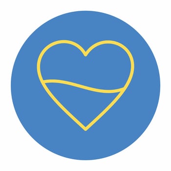 Ukraine Flag In Heart Shape Icon Blue Style vector