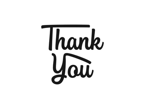 Thank You Card. Black Art Text Hand Drawn Calligraphy Lettering with Line isolated On White Background. Flat Vector Illustration Design Template Element for Greeting Cards.