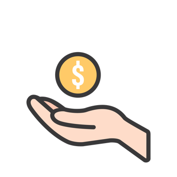 Donate and Charity flat color icon PNG. Helping hand.money png