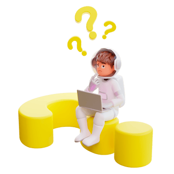 cute astronaut sit and hold laptop, with question mark. png