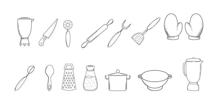 Kitchen Tools doodle vector