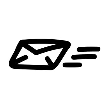 send message with speed line effect lineart vector illustration icon design template with outline doodle hand drawn style for coloring book