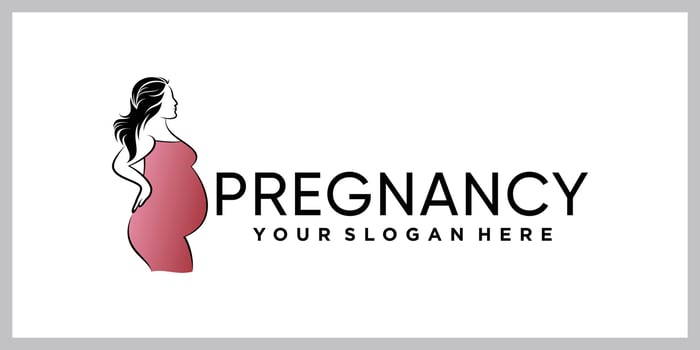 Woman pregnancy logo design template with creative modern concept vector