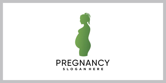 Woman pregnancy logo design template with creative modern concept vector