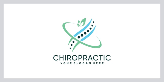 Chiropractic therapy logo with leaf and hand element Premium Vector