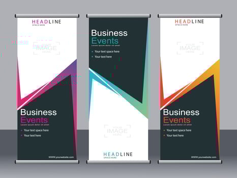 Business banner roll up set,standee banner template. vector