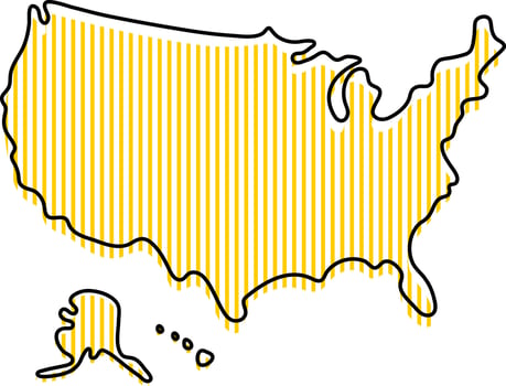 Stylized simple outline map of USA icon. vector
