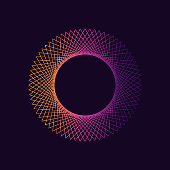 Dynamic gradient circle shape. Abstract modern graphic element. Colorful linear waves design. Vector template.