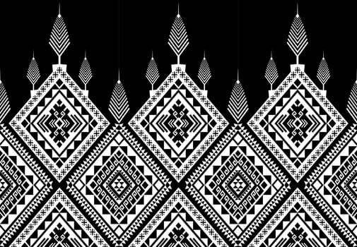 Ethnic seamless pattern traditional geometric black and white. Design for background,carpet,wallpaper,clothing,wrapping,batic,fabric,vector illustraion.embroidery style. vector