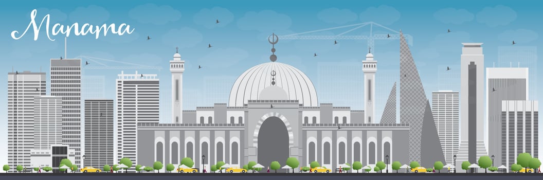 Manama Skyline with Gray Buildings and Blue Sky. vector