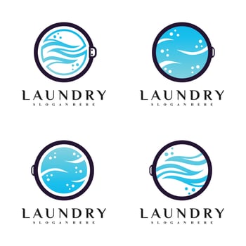 Set bundle of laundry and washing logo design inspiration with creative concept Premium Vector