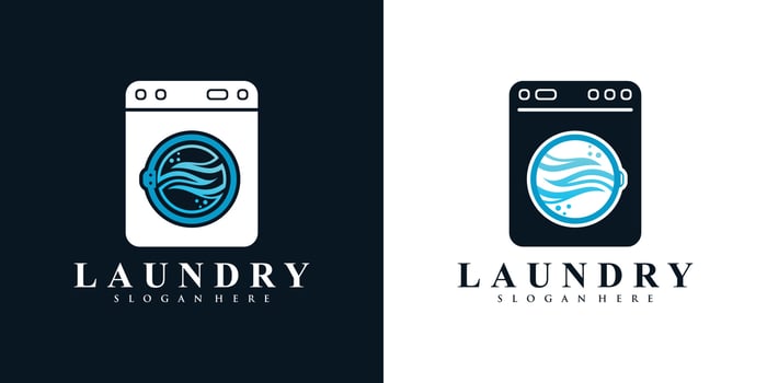 Laundry icon logo design for washing with creative concept Premium Vector
