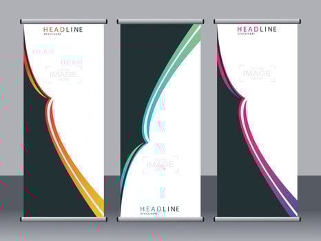 Business banner roll up set standee banner template. vector