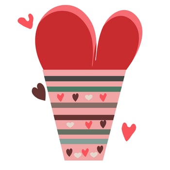 Happy Valentines day card vector illustration. Cupid, hearts, candies, diamonds.