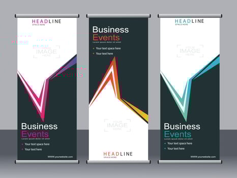 Business banner roll up set standee banner template. vector