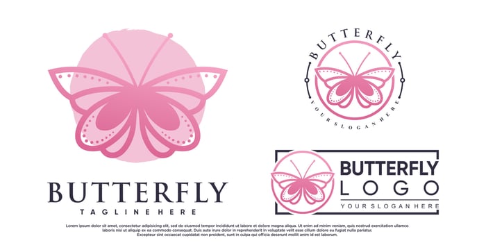 Set of butterfly logo design for beauty with modern concept Premium Vector
