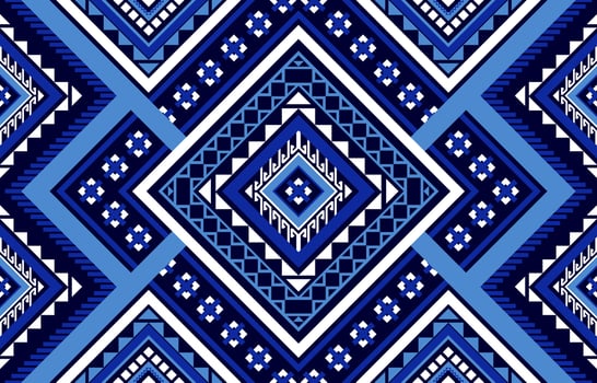 Geometric ethnic seamless pattern. Traditional native style. Blue striped. Design for background, illustration, wallpaper, fabric, clothing, carpet, embroidery vector