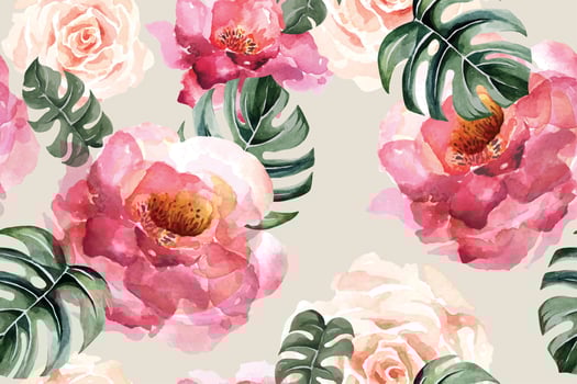 Seamless pattern rose and blooming flower with watercolor.Designed for fabric and wallpaper, vintage style.Hand drawn floral pattern.Botany background. vector