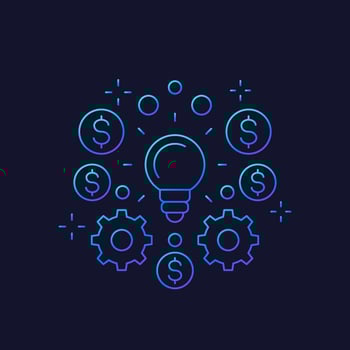 innovations and fintech icon, vector line art