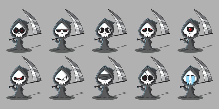 Vector Illustration Of Grim Reaper Set Character
