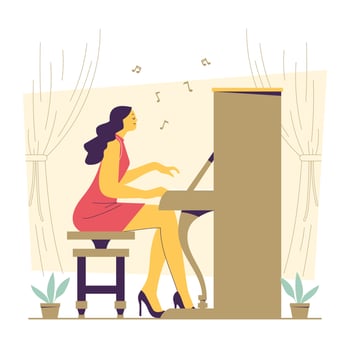 Female Pianist Concert vector